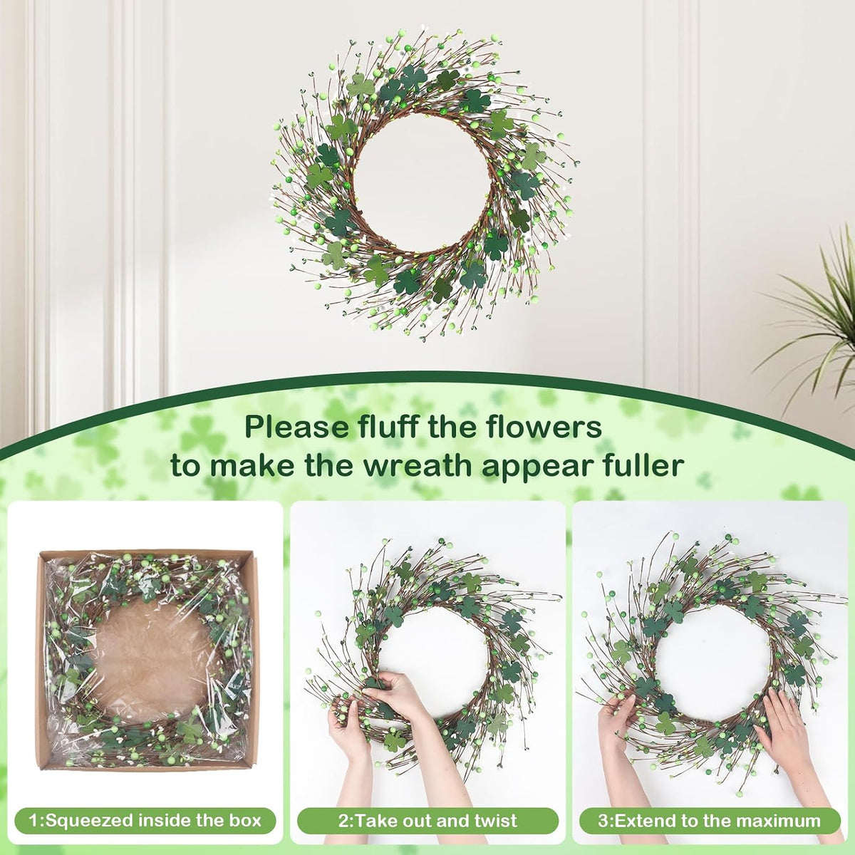 Yellow forsythia Door Wreath, 24 Inch Summer Wreaths for Front Door Outside, Hand Made Artificial Forsythia Flower Wreath for Front Door Window Wall Farmhouse Home Gift
