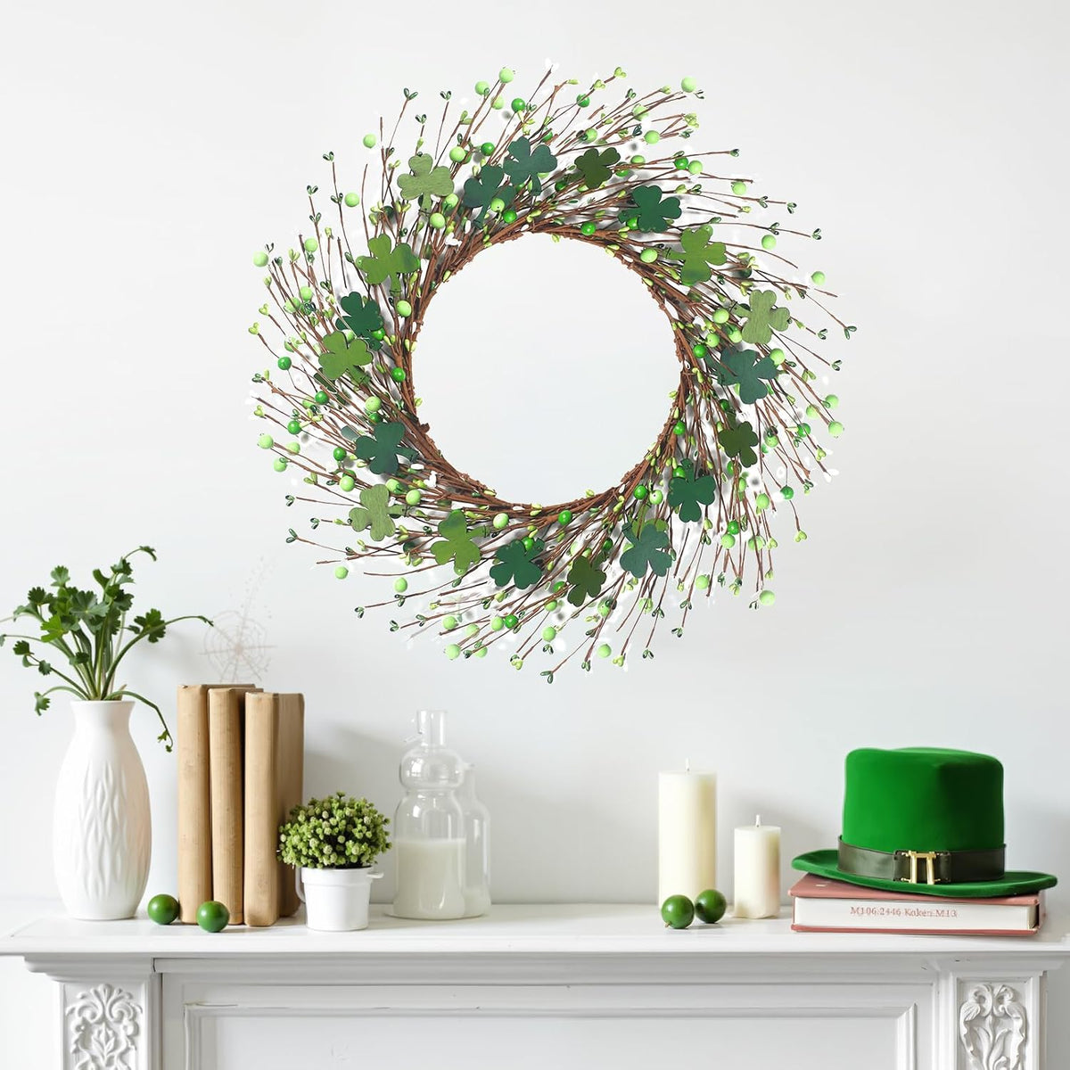Yellow forsythia Door Wreath, 24 Inch Summer Wreaths for Front Door Outside, Hand Made Artificial Forsythia Flower Wreath for Front Door Window Wall Farmhouse Home Gift