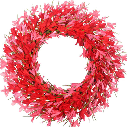Yellow forsythia Door Wreath, 24 Inch Summer Wreaths for Front Door Outside, Hand Made Artificial Forsythia Flower Wreath for Front Door Window Wall Farmhouse Home Gift