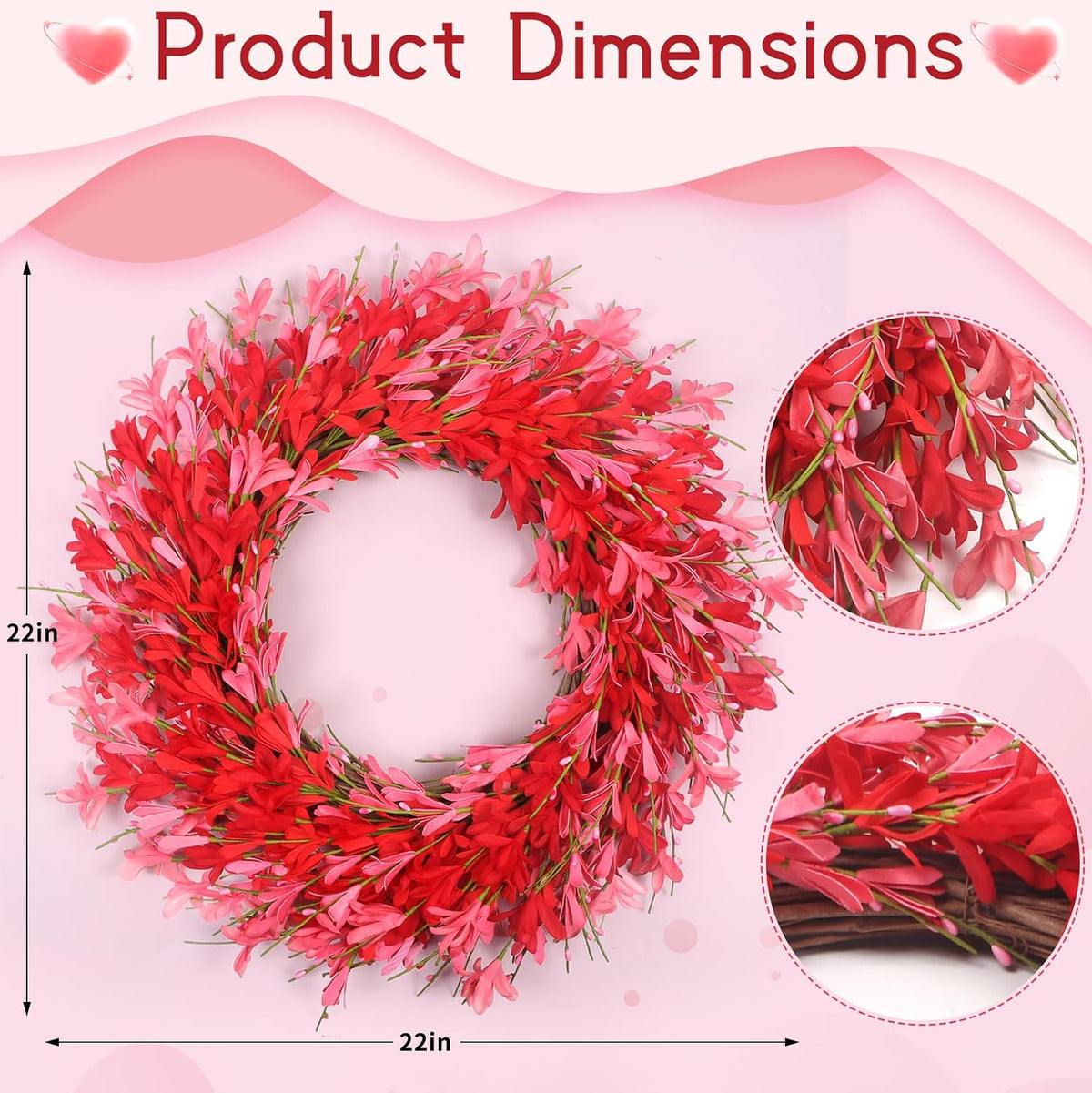 Yellow forsythia Door Wreath, 24 Inch Summer Wreaths for Front Door Outside, Hand Made Artificial Forsythia Flower Wreath for Front Door Window Wall Farmhouse Home Gift
