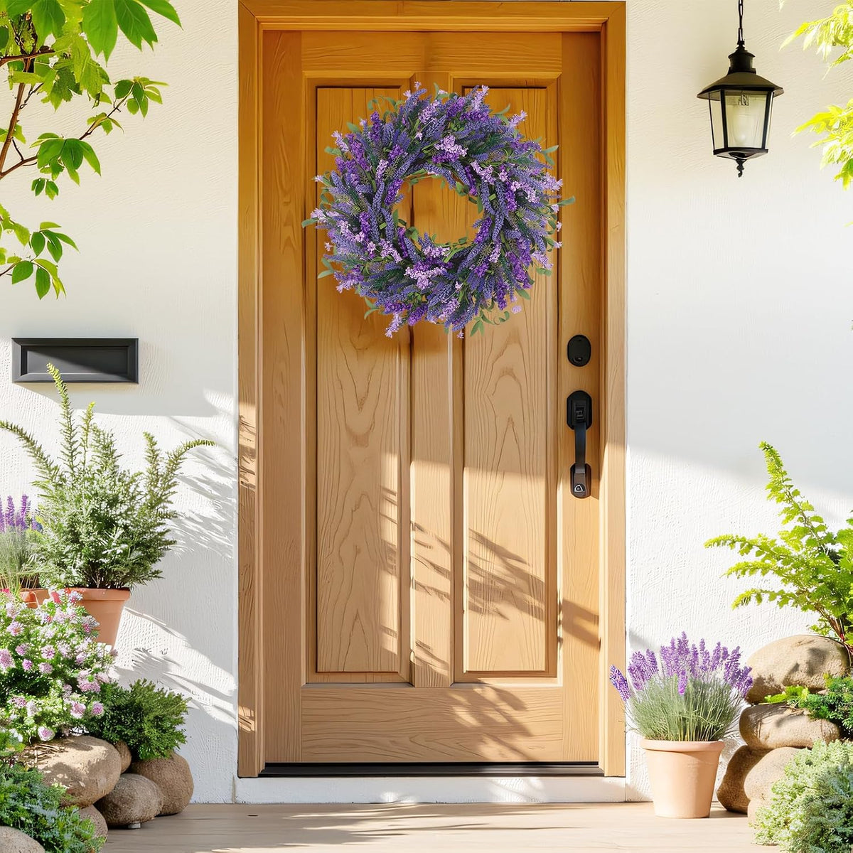 Yellow forsythia Door Wreath, 24 Inch Summer Wreaths for Front Door Outside, Hand Made Artificial Forsythia Flower Wreath for Front Door Window Wall Farmhouse Home Gift