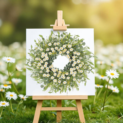 Yellow forsythia Door Wreath, 24 Inch Summer Wreaths for Front Door Outside, Hand Made Artificial Forsythia Flower Wreath for Front Door Window Wall Farmhouse Home Gift