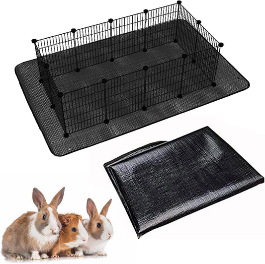Waterproof Pet Playpen Mat 59"x39" (Black) – Washable and Reusable Cage Liner Tarp for Rabbit, Guinea Pig, Ferret, and Small Animal Habitat Protection