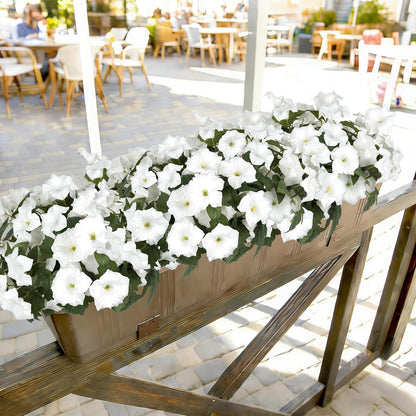Artificial Flowers for Outdoors, Faux Petunias Spring Summer Decoration, Fake Flowers Plants UV Resistant Look Real Silk Flowers for Outside Planter Front Door Porch Patio Yard (6, White)