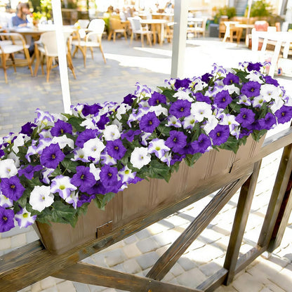 Artificial Flowers for Outdoors, Faux Petunias Spring Summer Decoration, Fake Flowers Plants UV Resistant Look Real Silk Flowers for Outside Planter Front Door Porch Patio Yard (6, White)