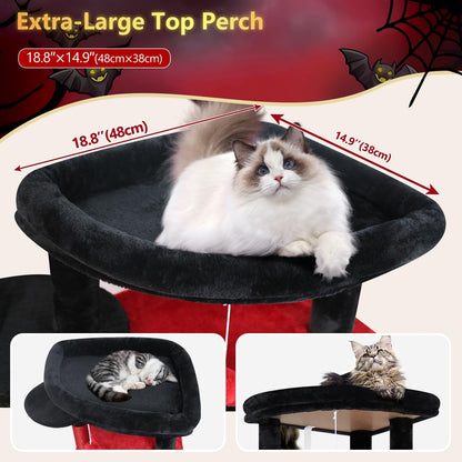 Cactus Corner Cat Tree Tower with Scratching Post for Indoor Cats, 51in Multi-Level Cat Condo Tower with Large Hammock, Fan-Shaped Padded Perch, Spacious Cat Cave, Hanging Basket, C51, Green