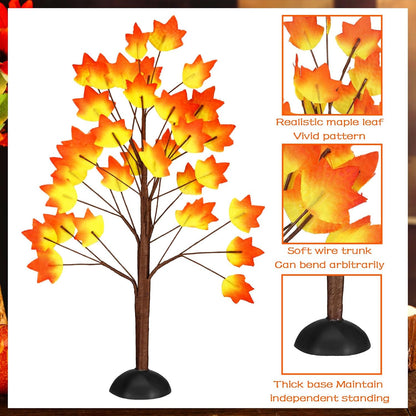 8 Pack Fall Village Maple Mini Trees Decor, Orange