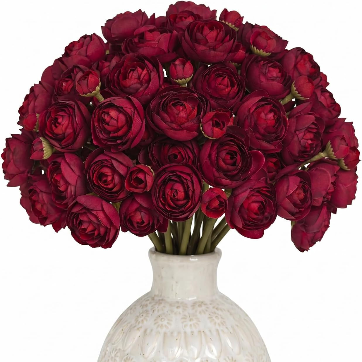 Ranunculus Artificial Flower White Silk Flowers, 18 Pcs | Faux DIY Bouquet, Wedding Engagement Centerpieces, Bridal Shower Decorations, Home Decor