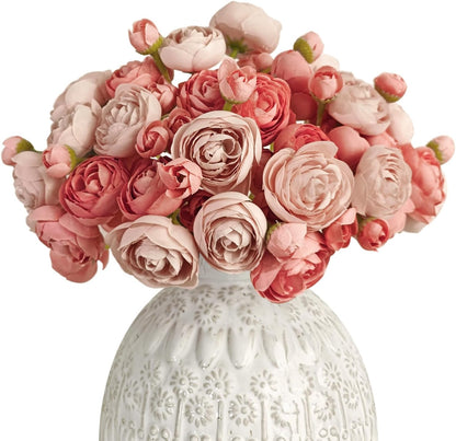 Ranunculus Artificial Flower White Silk Flowers, 18 Pcs | Faux DIY Bouquet, Wedding Engagement Centerpieces, Bridal Shower Decorations, Home Decor
