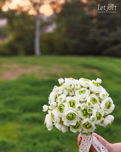 Ranunculus Artificial Flower White Silk Flowers, 18 Pcs | Faux DIY Bouquet, Wedding Engagement Centerpieces, Bridal Shower Decorations, Home Decor