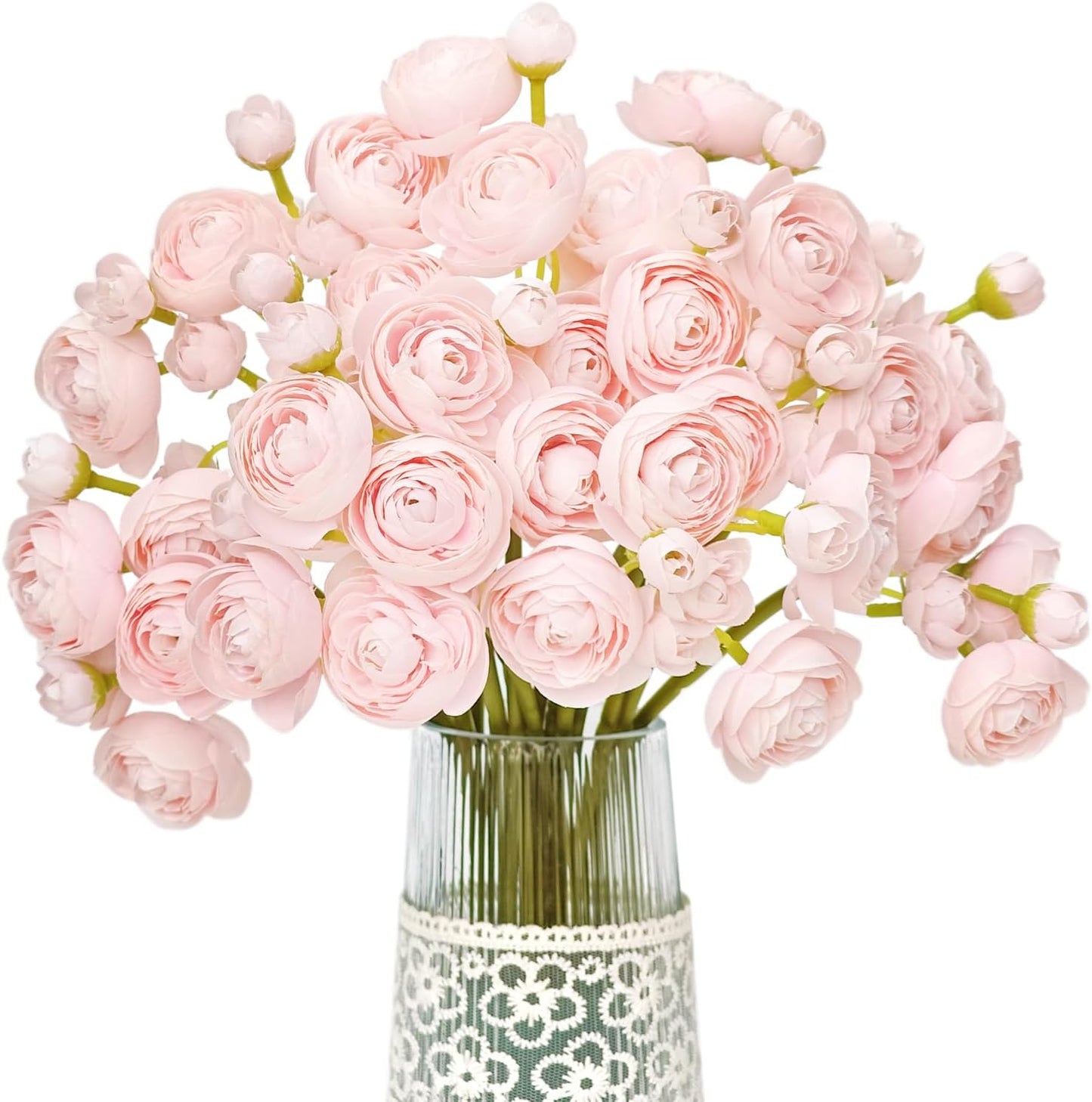 Ranunculus Artificial Flower White Silk Flowers, 18 Pcs | Faux DIY Bouquet, Wedding Engagement Centerpieces, Bridal Shower Decorations, Home Decor