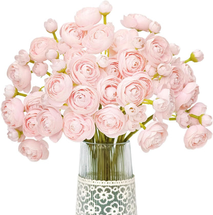 Ranunculus Artificial Flower White Silk Flowers, 18 Pcs | Faux DIY Bouquet, Wedding Engagement Centerpieces, Bridal Shower Decorations, Home Decor