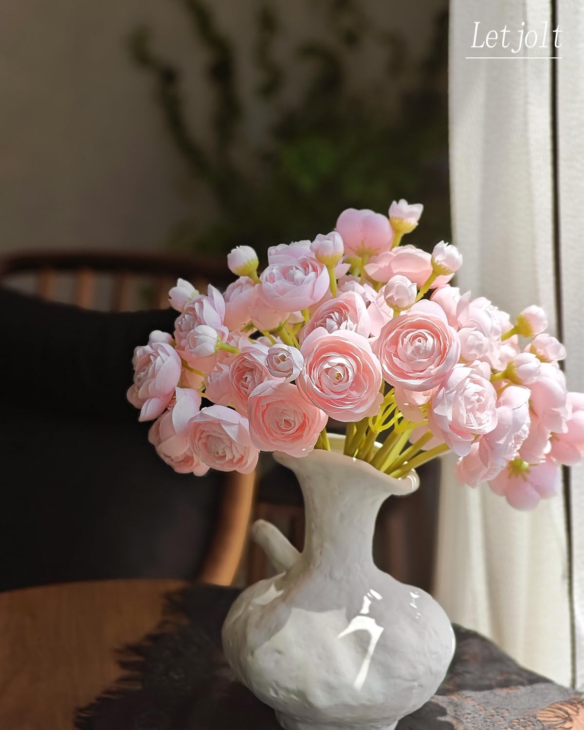 Ranunculus Artificial Flower White Silk Flowers, 18 Pcs | Faux DIY Bouquet, Wedding Engagement Centerpieces, Bridal Shower Decorations, Home Decor