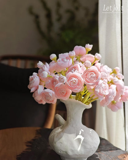 Ranunculus Artificial Flower White Silk Flowers, 18 Pcs | Faux DIY Bouquet, Wedding Engagement Centerpieces, Bridal Shower Decorations, Home Decor