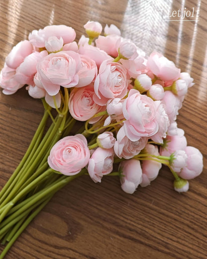 Ranunculus Artificial Flower White Silk Flowers, 18 Pcs | Faux DIY Bouquet, Wedding Engagement Centerpieces, Bridal Shower Decorations, Home Decor