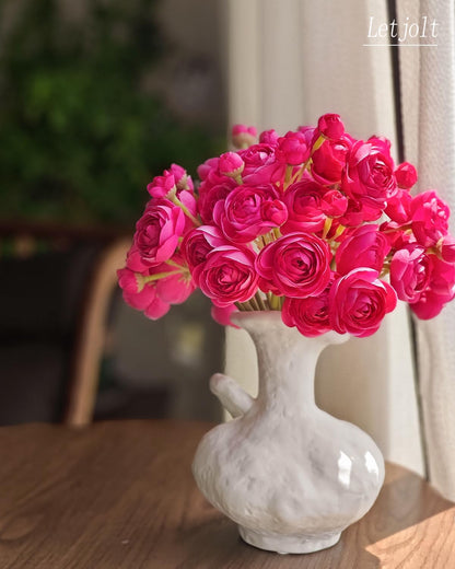 Ranunculus Artificial Flower White Silk Flowers, 18 Pcs | Faux DIY Bouquet, Wedding Engagement Centerpieces, Bridal Shower Decorations, Home Decor