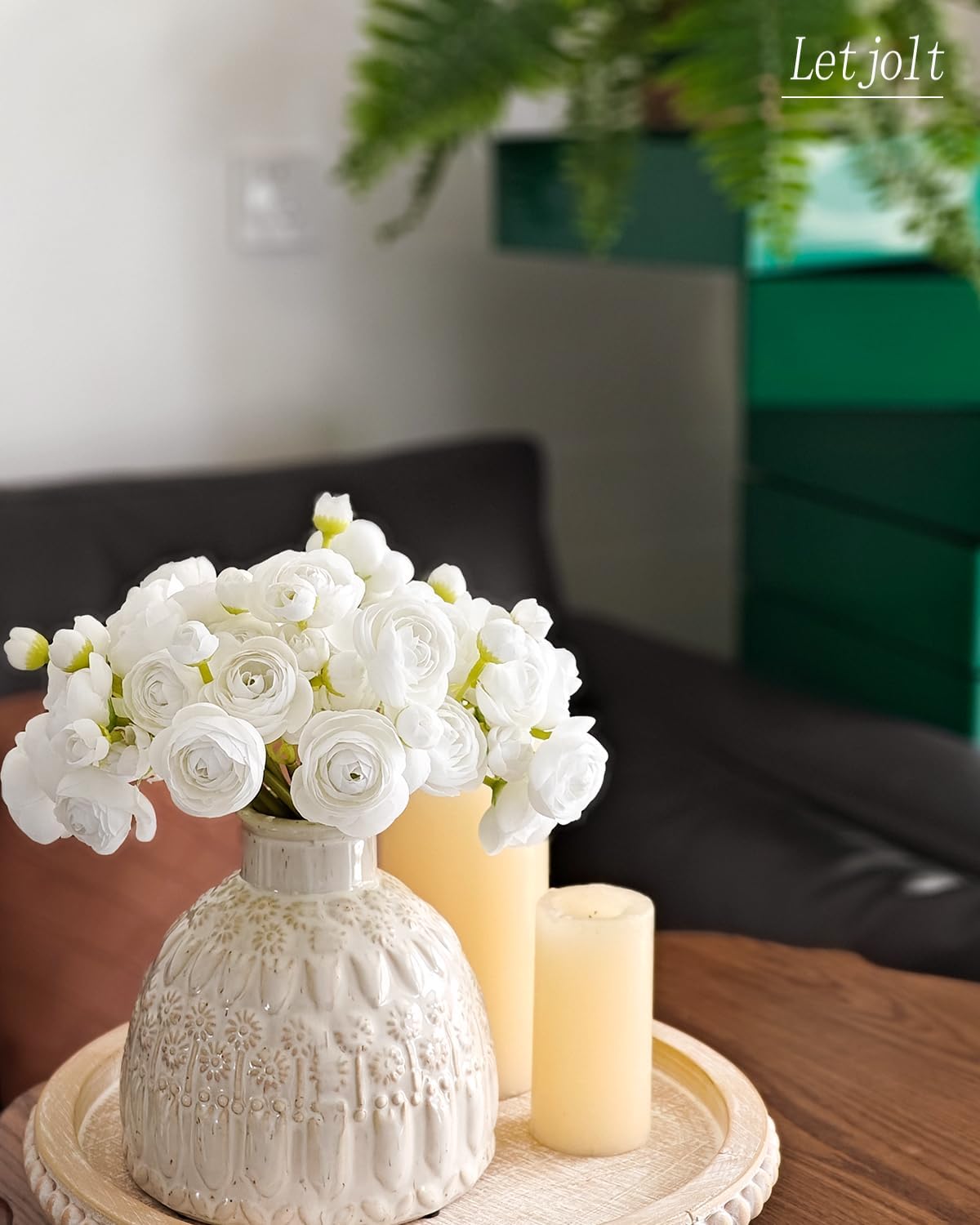 Ranunculus Artificial Flower White Silk Flowers, 18 Pcs | Faux DIY Bouquet, Wedding Engagement Centerpieces, Bridal Shower Decorations, Home Decor