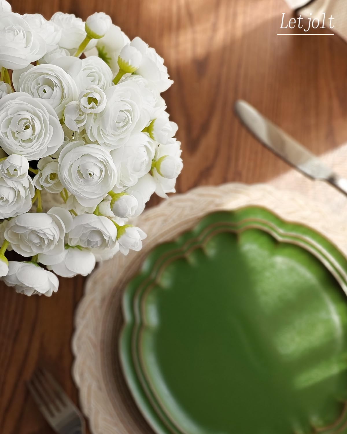 Ranunculus Artificial Flower White Silk Flowers, 18 Pcs | Faux DIY Bouquet, Wedding Engagement Centerpieces, Bridal Shower Decorations, Home Decor