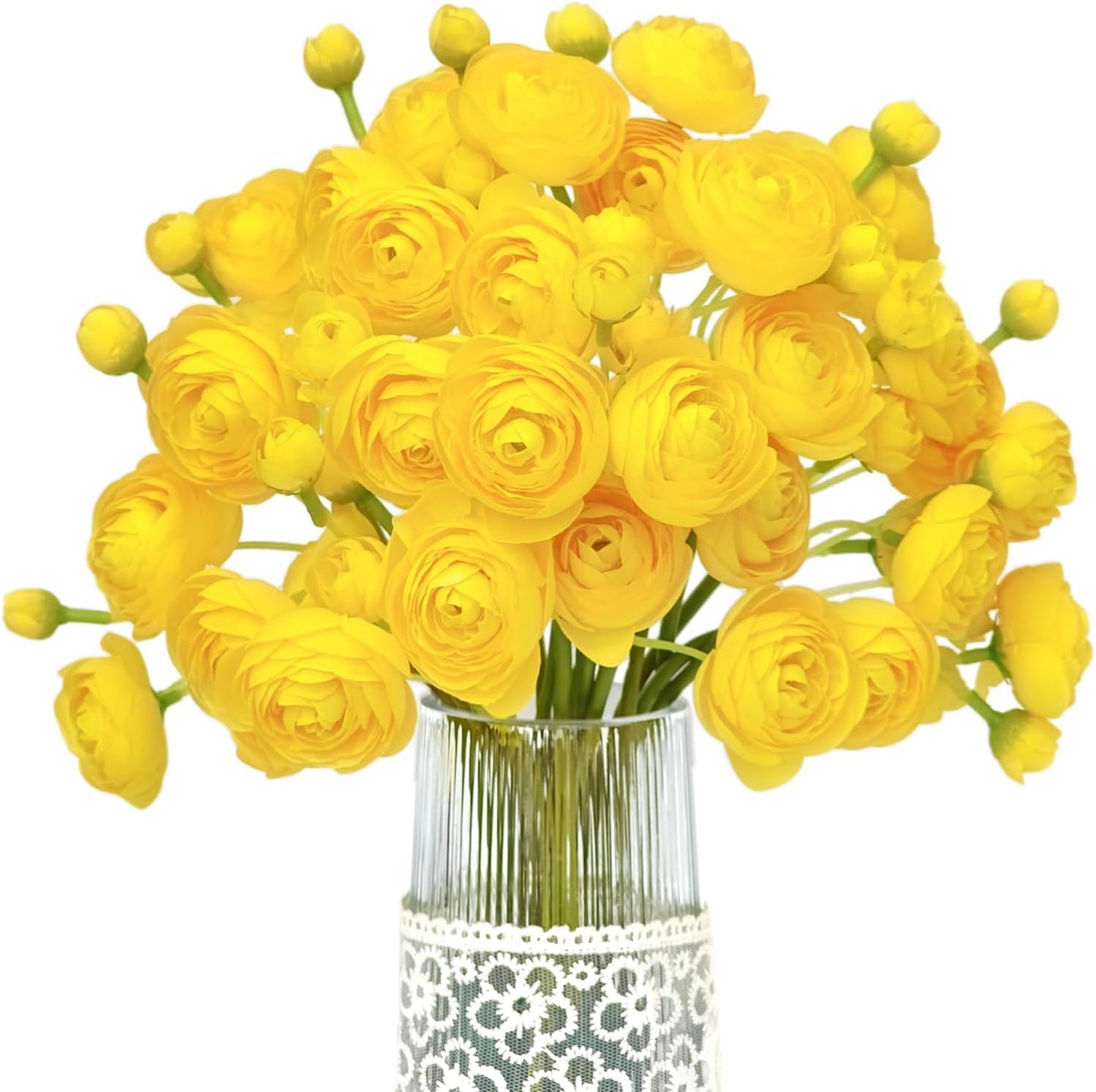 Ranunculus Artificial Flower White Silk Flowers, 18 Pcs | Faux DIY Bouquet, Wedding Engagement Centerpieces, Bridal Shower Decorations, Home Decor