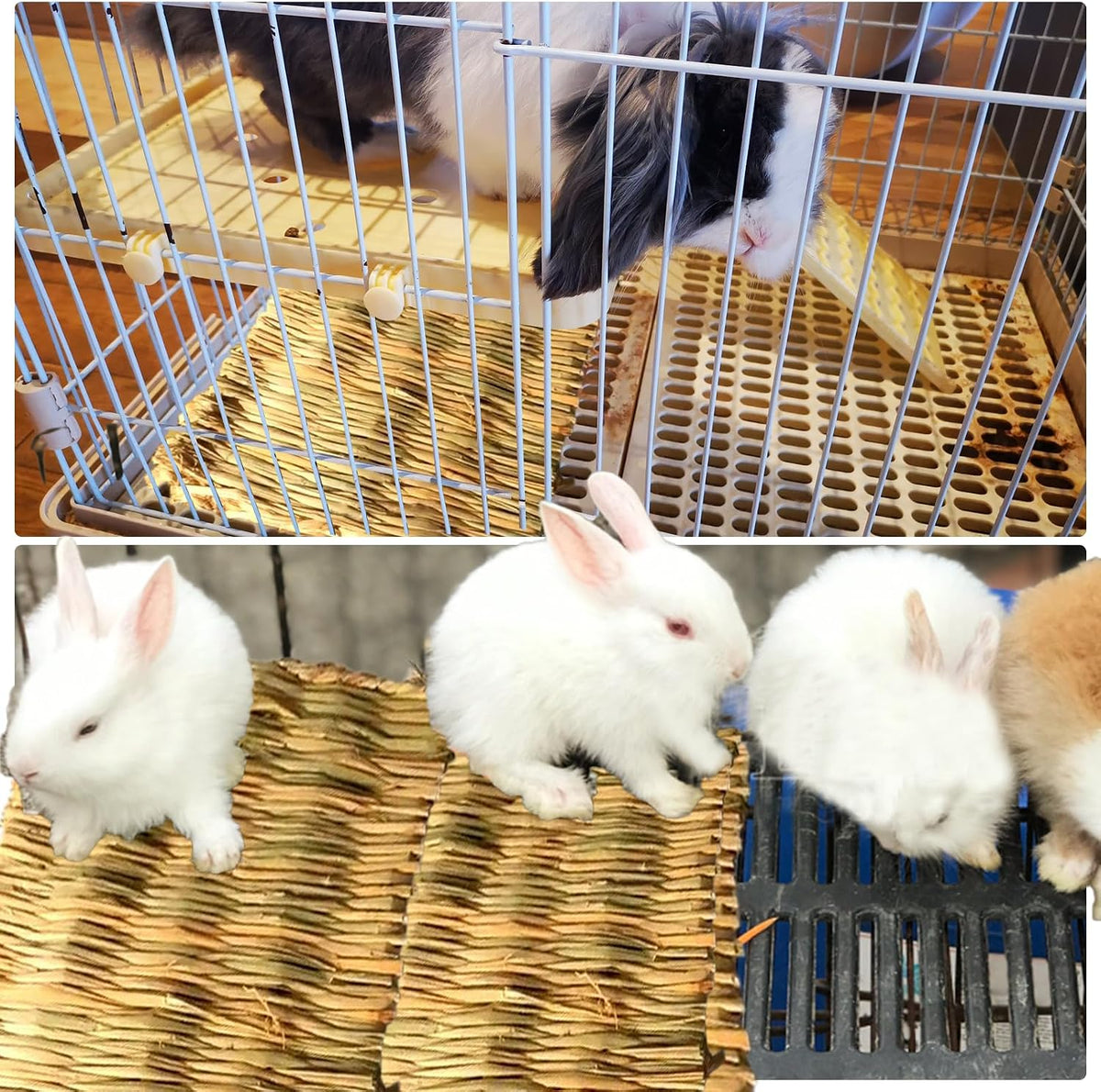 Rabbit Grass Mat,Natural Bunny Grass Mat Woven,Pet Bed Nest Mats Rabbits Chew Toys for Hamsters Parrot Rabbits Hedgehog Guinea Pig Chick and Other Small Animals Hay Mat Sleeping