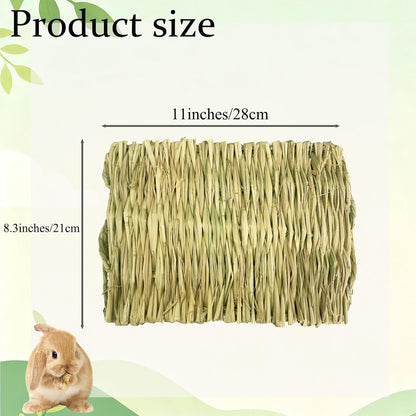 Rabbit Grass Mat,Natural Bunny Grass Mat Woven,Pet Bed Nest Mats Rabbits Chew Toys for Hamsters Parrot Rabbits Hedgehog Guinea Pig Chick and Other Small Animals Hay Mat Sleeping