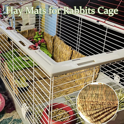 Rabbit Grass Mat,Natural Bunny Grass Mat Woven,Pet Bed Nest Mats Rabbits Chew Toys for Hamsters Parrot Rabbits Hedgehog Guinea Pig Chick and Other Small Animals Hay Mat Sleeping