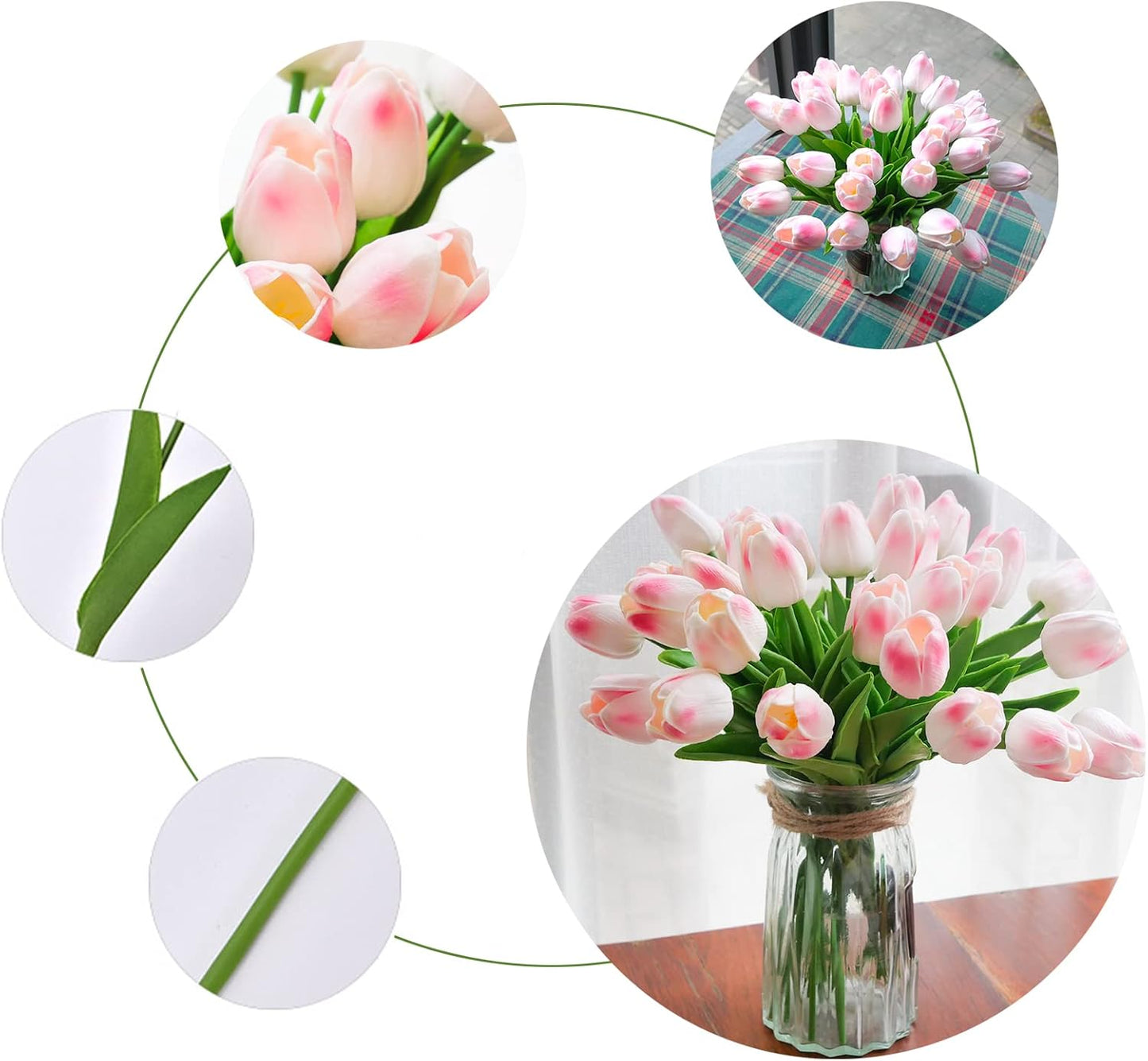 30pcs Real Touch Tulips PU Artificial Flowers, Fake Tulips Flowers for Arrangement Wedding Party Easter Spring Home Dining Room Office Decoration. (White)