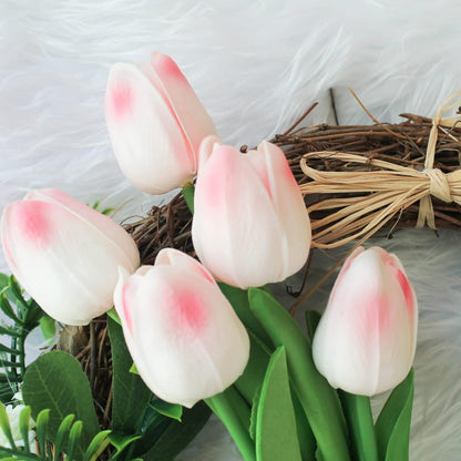 30pcs Real Touch Tulips PU Artificial Flowers, Fake Tulips Flowers for Arrangement Wedding Party Easter Spring Home Dining Room Office Decoration. (White)