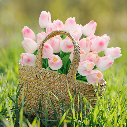 30pcs Real Touch Tulips PU Artificial Flowers, Fake Tulips Flowers for Arrangement Wedding Party Easter Spring Home Dining Room Office Decoration. (White)