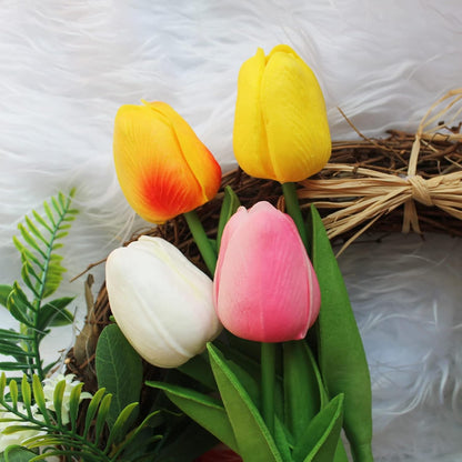 30pcs Real Touch Tulips PU Artificial Flowers, Fake Tulips Flowers for Arrangement Wedding Party Easter Spring Home Dining Room Office Decoration. (White)