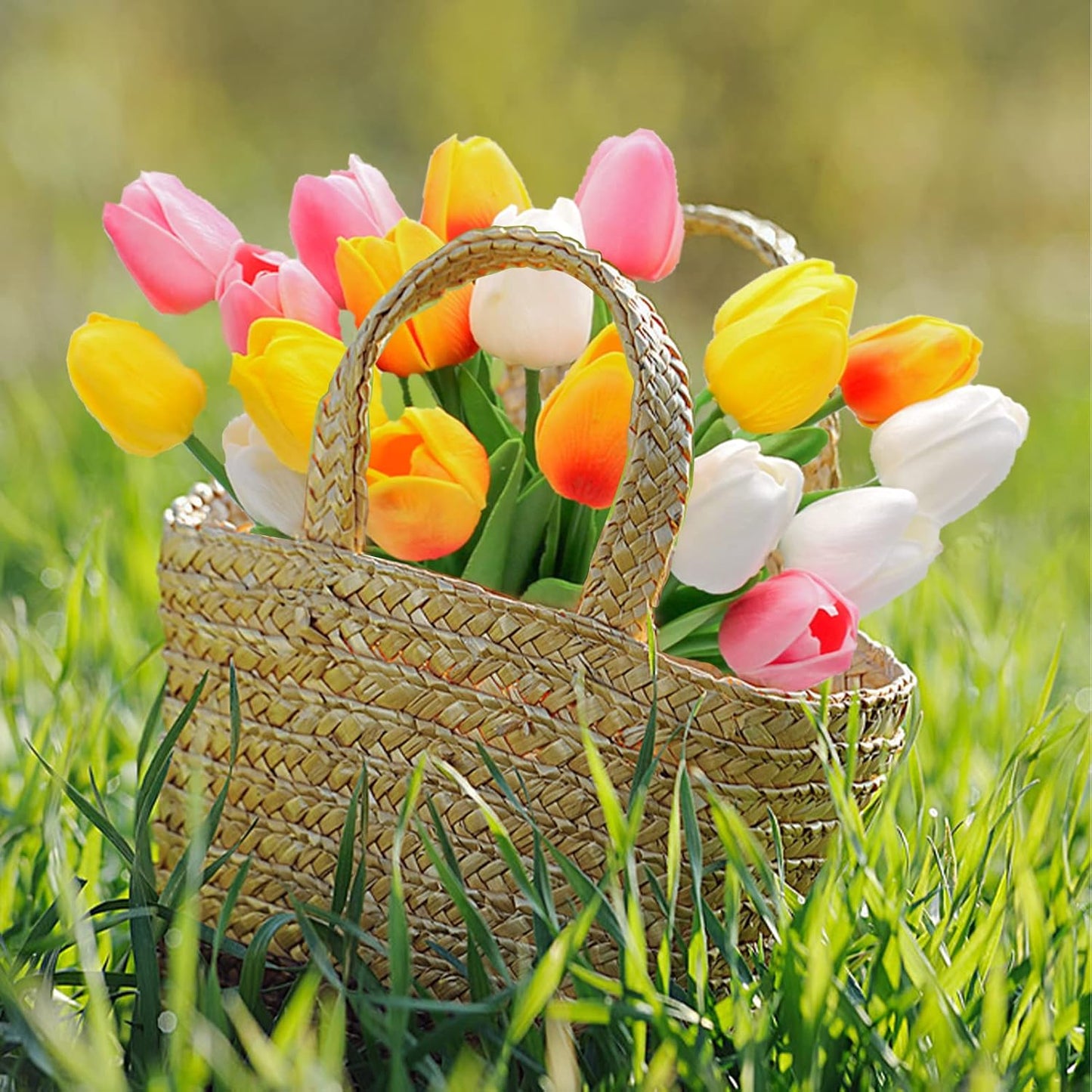 30pcs Real Touch Tulips PU Artificial Flowers, Fake Tulips Flowers for Arrangement Wedding Party Easter Spring Home Dining Room Office Decoration. (White)