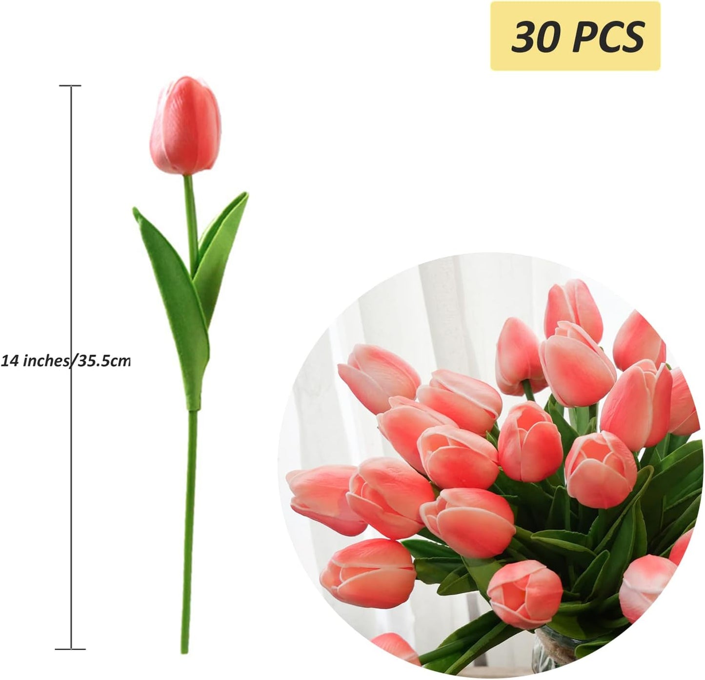30pcs Real Touch Tulips PU Artificial Flowers, Fake Tulips Flowers for Arrangement Wedding Party Easter Spring Home Dining Room Office Decoration. (White)