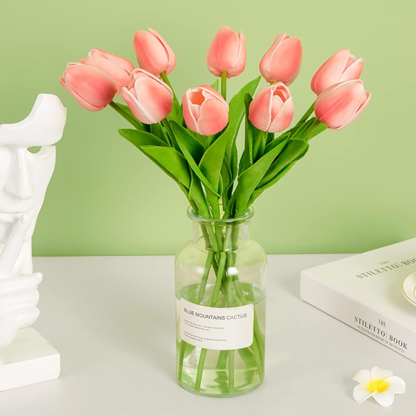 30pcs Real Touch Tulips PU Artificial Flowers, Fake Tulips Flowers for Arrangement Wedding Party Easter Spring Home Dining Room Office Decoration. (White)