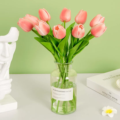 30pcs Real Touch Tulips PU Artificial Flowers, Fake Tulips Flowers for Arrangement Wedding Party Easter Spring Home Dining Room Office Decoration. (White)