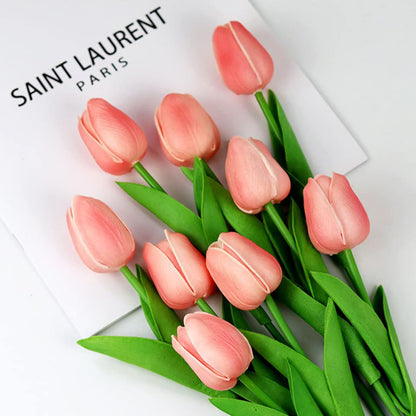 30pcs Real Touch Tulips PU Artificial Flowers, Fake Tulips Flowers for Arrangement Wedding Party Easter Spring Home Dining Room Office Decoration. (White)