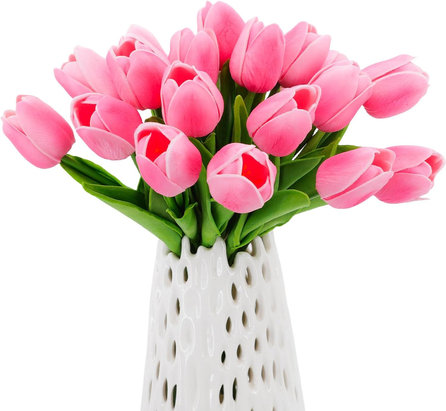30pcs Real Touch Tulips PU Artificial Flowers, Fake Tulips Flowers for Arrangement Wedding Party Easter Spring Home Dining Room Office Decoration. (White)