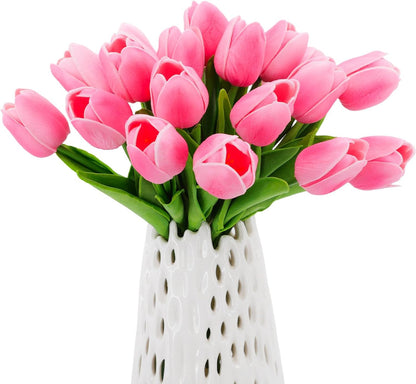 30pcs Real Touch Tulips PU Artificial Flowers, Fake Tulips Flowers for Arrangement Wedding Party Easter Spring Home Dining Room Office Decoration. (White)