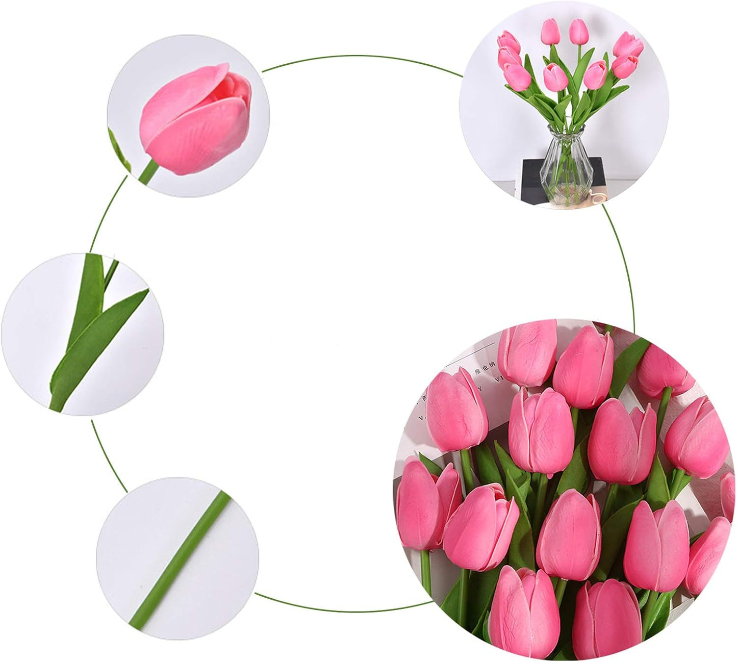 30pcs Real Touch Tulips PU Artificial Flowers, Fake Tulips Flowers for Arrangement Wedding Party Easter Spring Home Dining Room Office Decoration. (White)