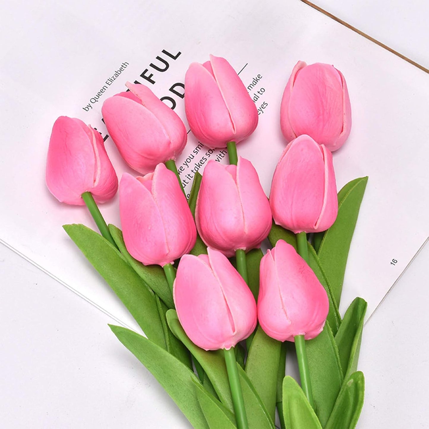 30pcs Real Touch Tulips PU Artificial Flowers, Fake Tulips Flowers for Arrangement Wedding Party Easter Spring Home Dining Room Office Decoration. (White)
