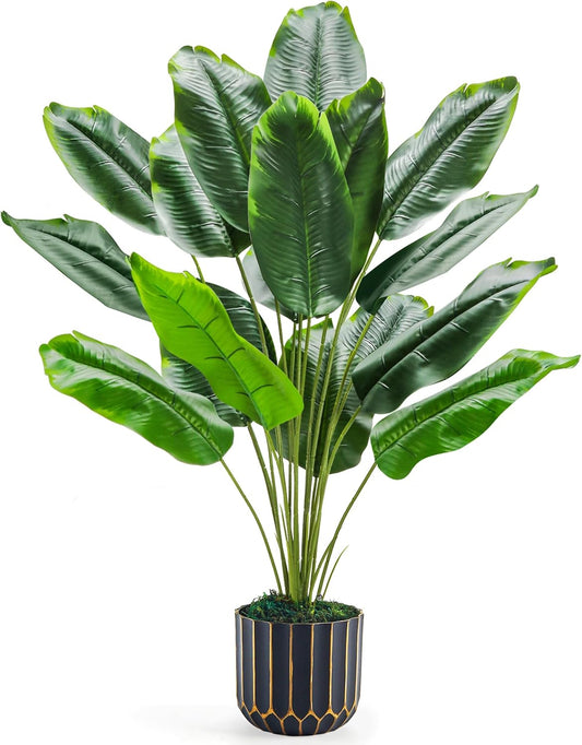 28" Bird of Paradise Artificial Tropical Fake Medium Potted Plants Banana Tree Faux Plants Indoor and Outdoor for Home Office Living Room Porch Balcony Decor(DIY)