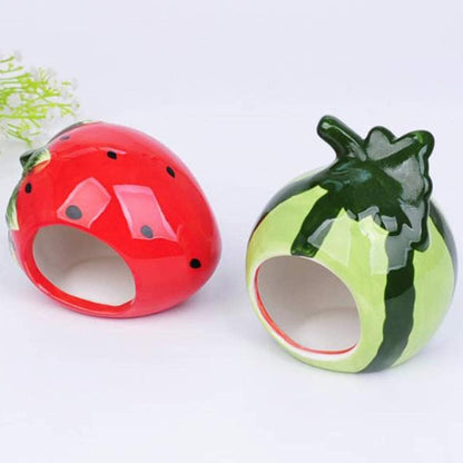 Cool Hamster House Hideout Suitable for Hamsters Less Than 4 inches 10 cm in Length Ceramics Strawberry Shape Bed Cute Small Animal Pet Squirrel Hedgehog Chinchilla Nest Hamster Cage Accessories