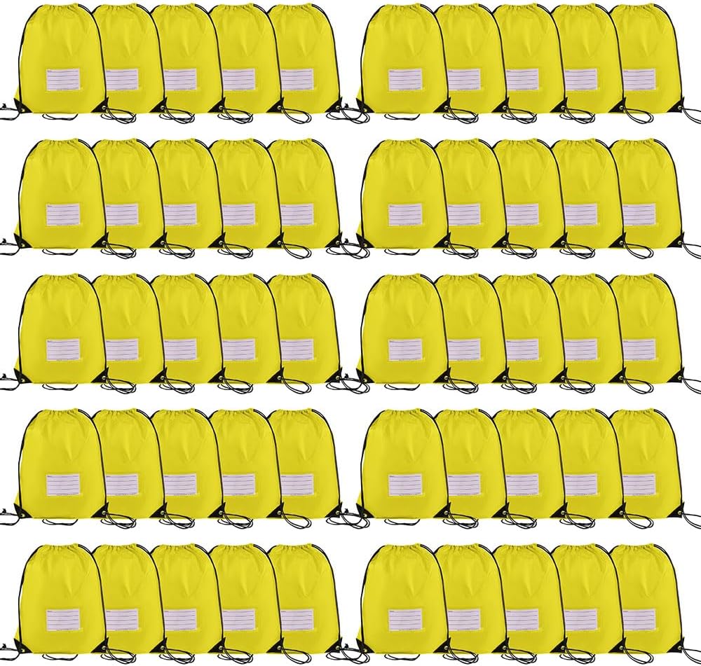 20 Pcs Drawstring Bags,Bulk Draw String Backpack, Cinch Bag Sackpack for Travel Gym Sport, Yellow