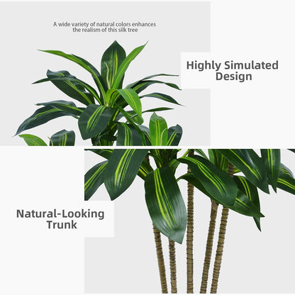 Artificial Plant 5FT Dracaena Fake Tree with White Tall Planter