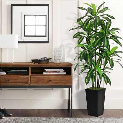 Artificial Plant 5FT Dracaena Fake Tree with White Tall Planter