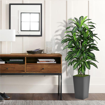 Artificial Plant 5FT Dracaena Fake Tree with White Tall Planter