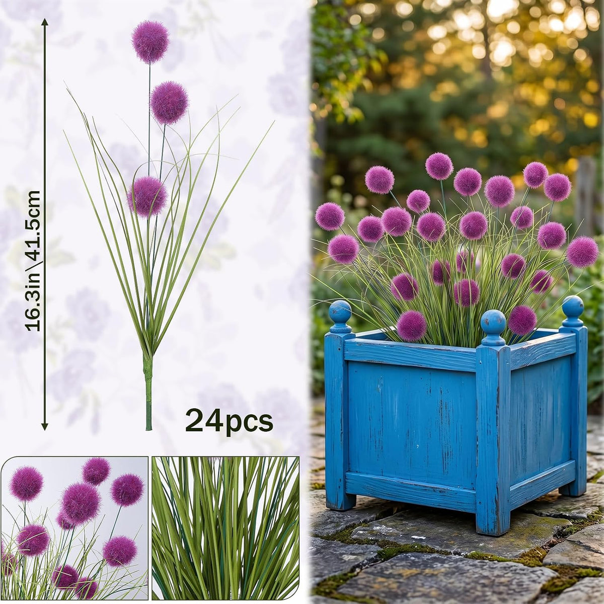 Artificial Grass Plants, 17In UV Resistant Lavender Flowers Outdoors