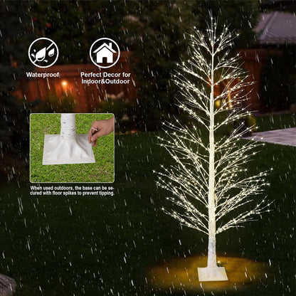 6FT Enchanting Birch Tree with 1300 LED Lights, Twinkle Light White Christmas Tree with Timer IP44 Waterproof for Indoor Outdoor Festival Wedding Party Christmas Decorations