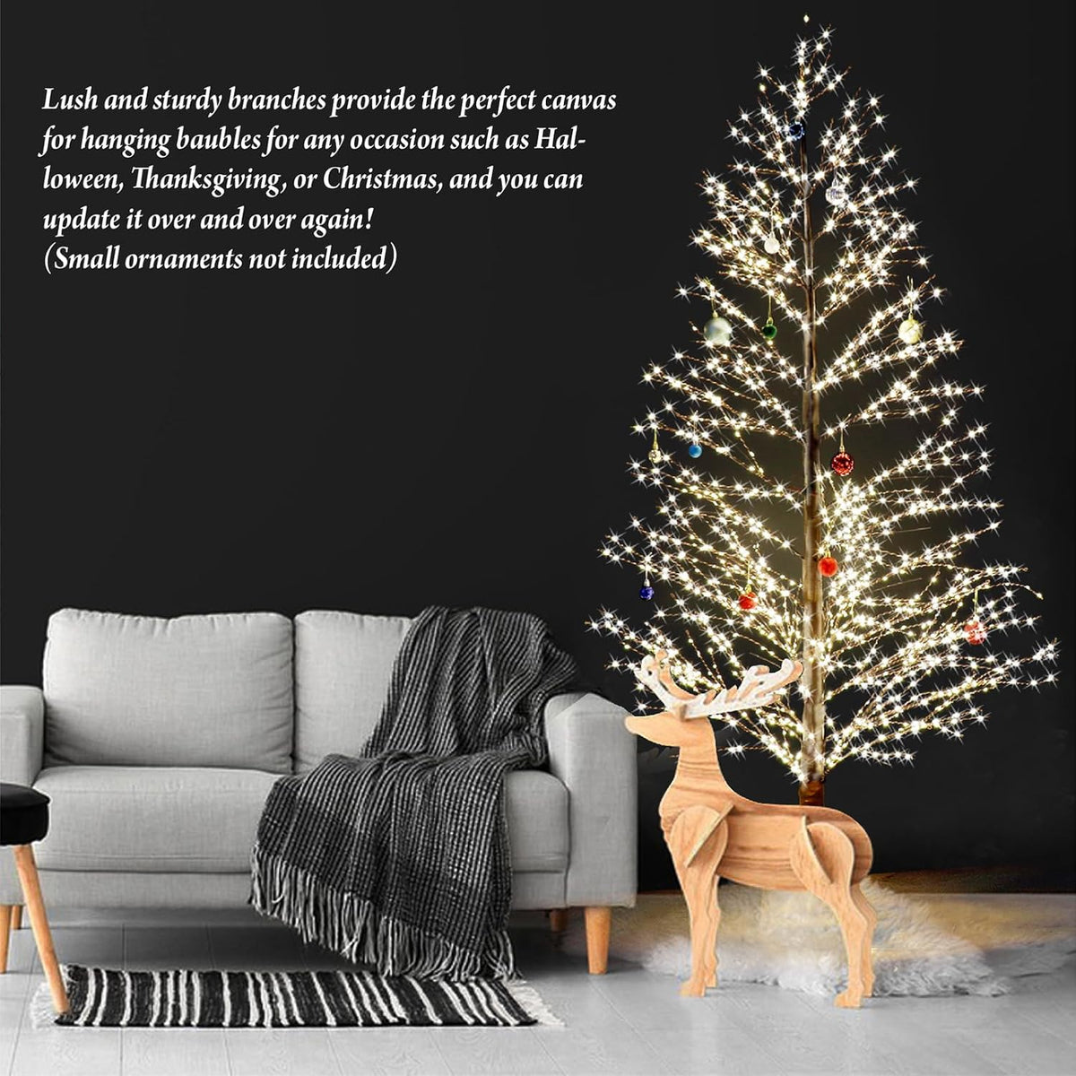 6FT Enchanting Birch Tree with 1300 LED Lights, Twinkle Light White Christmas Tree with Timer IP44 Waterproof for Indoor Outdoor Festival Wedding Party Christmas Decorations