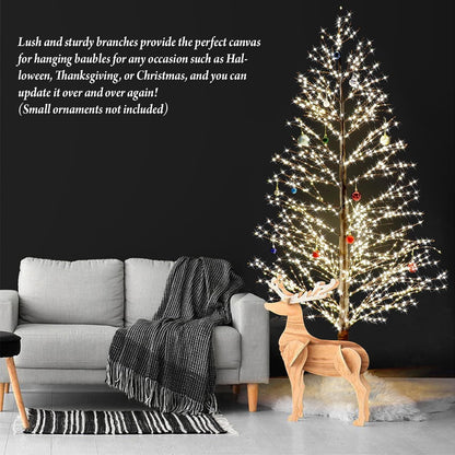 6FT Enchanting Birch Tree with 1300 LED Lights, Twinkle Light White Christmas Tree with Timer IP44 Waterproof for Indoor Outdoor Festival Wedding Party Christmas Decorations