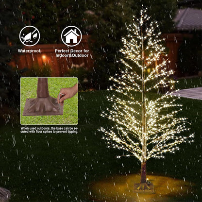 6FT Enchanting Birch Tree with 1300 LED Lights, Twinkle Light White Christmas Tree with Timer IP44 Waterproof for Indoor Outdoor Festival Wedding Party Christmas Decorations